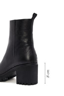 Woman Black High Heel Zipper Leather Boat | Derimod Woman Black High Heel Zipper Leather Boat | Derimod