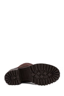 Woman Brown Zippered Chunky Heel Suede Leather Boot | Derimod Woman Brown Zippered Chunky Heel Suede Leather Boot | Derimod