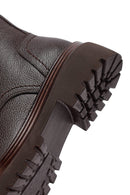 Women's Brown Zippered Lace-Up Leather Combat Boots | Derimod Women's Brown Zippered Lace-Up Leather Combat Boots | Derimod