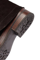 Women's Brown Zippered Suede Leather Biker Boots | Derimod Women's Brown Zippered Suede Leather Biker Boots | Derimod