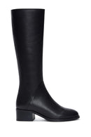 Woman Black Zippered Low Heeled Shoes Leather Boot | Derimod Woman Black Zippered Low Heeled Shoes Leather Boot | Derimod