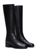 Woman Black Zippered Low Heeled Shoes Leather Boot | Derimod Woman Black Zippered Low Heeled Shoes Leather Boot | Derimod