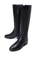 Woman Black Zippered Low Heeled Shoes Leather Boot | Derimod Woman Black Zippered Low Heeled Shoes Leather Boot | Derimod