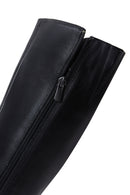 Woman Black Zippered Low Heeled Shoes Leather Boot | Derimod Woman Black Zippered Low Heeled Shoes Leather Boot | Derimod