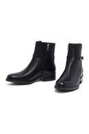 Woman Black Zippered Leather Boat | Derimod Woman Black Zippered Leather Boat | Derimod