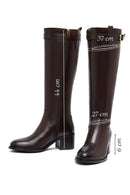 Woman Brown Zippered Chunky Heels Leather Boot | Derimod Woman Brown Zippered Chunky Heels Leather Boot | Derimod