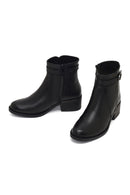 Women's Black Zippered Leather Boots | Derimod Women's Black Zippered Leather Boots | Derimod