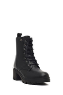 Women's Black Zippered Thick Heeled Leather Boot | Derimod Women's Black Zippered Thick Heeled Leather Boot | Derimod