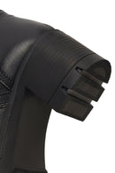 Women's Black Zippered Thick Heeled Leather Boot | Derimod Women's Black Zippered Thick Heeled Leather Boot | Derimod