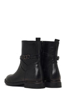 Women's Black Zippered Buckled Leather Boot | Derimod Women's Black Zippered Buckled Leather Boot | Derimod