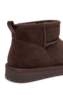Woman Brown Fur Suede Leather Teddy Bot | Derimod Woman Brown Fur Suede Leather Teddy Bot | Derimod