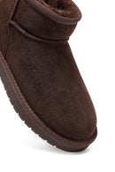 Woman Brown Fur Suede Leather Teddy Bot | Derimod Woman Brown Fur Suede Leather Teddy Bot | Derimod