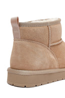 Woman Beige Fur Suede Leather Teddy Bot | Derimod Woman Beige Fur Suede Leather Teddy Bot | Derimod