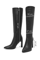 Women's Black Zippered Thin High Heel Leather Boot | Derimod Women's Black Zippered Thin High Heel Leather Boot | Derimod