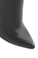 Women's Black Zippered Thin High Heel Leather Boot | Derimod Women's Black Zippered Thin High Heel Leather Boot | Derimod