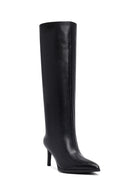 Women's Black Thin Heeled Leather Boot | Derimod Women's Black Thin Heeled Leather Boot | Derimod