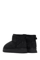 Women's Black Thick-Soled Studded Leather Teddy Boots | Derimod Women's Black Thick-Soled Studded Leather Teddy Boots | Derimod
