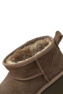 Women's Mink Thick-Soled Suede Leather Teddy Boots | Derimod Women's Mink Thick-Soled Suede Leather Teddy Boots | Derimod
