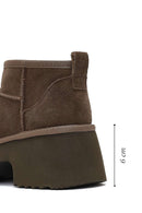 Women's Mink Thick-Soled Suede Leather Teddy Boots | Derimod Women's Mink Thick-Soled Suede Leather Teddy Boots | Derimod