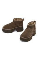 Women's Mink Thick-Soled Suede Leather Teddy Boots | Derimod Women's Mink Thick-Soled Suede Leather Teddy Boots | Derimod
