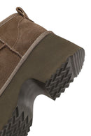 Women's Mink Thick-Soled Suede Leather Teddy Boots | Derimod Women's Mink Thick-Soled Suede Leather Teddy Boots | Derimod