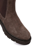 Women's Taupe Thick-Soled Suede Leather Chelsea Boot | Derimod Women's Taupe Thick-Soled Suede Leather Chelsea Boot | Derimod