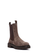 Women's Taupe Thick-Soled Suede Leather Chelsea Boot | Derimod Women's Taupe Thick-Soled Suede Leather Chelsea Boot | Derimod