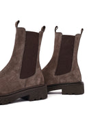 Women's Taupe Thick-Soled Suede Leather Chelsea Boot | Derimod Women's Taupe Thick-Soled Suede Leather Chelsea Boot | Derimod