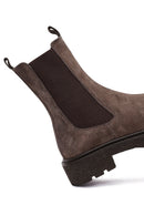 Women's Taupe Thick-Soled Suede Leather Chelsea Boot | Derimod Women's Taupe Thick-Soled Suede Leather Chelsea Boot | Derimod