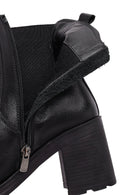 Women's Black Zippered Thick Heeled Leather Boot | Derimod Women's Black Zippered Thick Heeled Leather Boot | Derimod