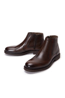 Men's Brown Zippered Leather Casual Boots | Derimod Men's Brown Zippered Leather Casual Boots | Derimod