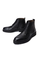 Men's Black Lace-Up Leather Zippered Casual Boots | Derimod Men's Black Lace-Up Leather Zippered Casual Boots | Derimod