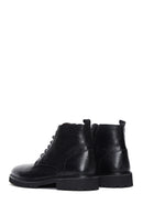 Men's Black Lace-Up Leather Zippered Casual Boots | Derimod Men's Black Lace-Up Leather Zippered Casual Boots | Derimod