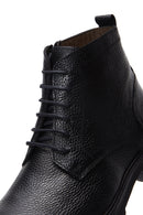Men's Black Lace-Up Leather Zippered Casual Boots | Derimod Men's Black Lace-Up Leather Zippered Casual Boots | Derimod