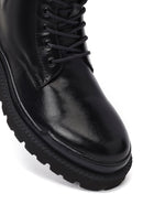 Men's Black Lace-Up Zipper Leather Casual Boots | Derimod Men's Black Lace-Up Zipper Leather Casual Boots | Derimod
