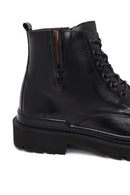 Men's Black Lace-Up Zipper Leather Casual Boots | Derimod Men's Black Lace-Up Zipper Leather Casual Boots | Derimod