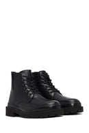 Men's Black Lace-Up Zipper Leather Casual Boots | Derimod Men's Black Lace-Up Zipper Leather Casual Boots | Derimod