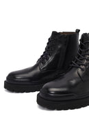 Men's Black Lace-Up Zipper Leather Casual Boots | Derimod Men's Black Lace-Up Zipper Leather Casual Boots | Derimod