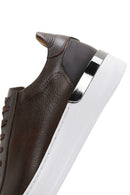 Men's Brown Lace-Up Thick-Soled Leather Sneakers | Derimod Men's Brown Lace-Up Thick-Soled Leather Sneakers | Derimod