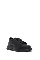 Erkek Siyah Bağcıklı Kalın Tabanlı Deri Sneaker | Derimod Erkek Siyah Bağcıklı Kalın Tabanlı Deri Sneaker | Derimod