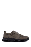 Men's Gray Lace-Up Thick-Soled Nubuck Leather Sneakers | Derimod Men's Gray Lace-Up Thick-Soled Nubuck Leather Sneakers | Derimod