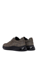 Men's Gray Lace-Up Thick-Soled Nubuck Leather Sneakers | Derimod Men's Gray Lace-Up Thick-Soled Nubuck Leather Sneakers | Derimod