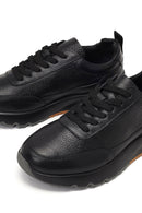 Erkek Siyah Bağcıklı Kalın Tabanlı Deri Sneaker | Derimod Erkek Siyah Bağcıklı Kalın Tabanlı Deri Sneaker | Derimod