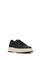 Erkek Siyah Bağcıklı Kalın Tabanlı Deri Sneaker | Derimod Erkek Siyah Bağcıklı Kalın Tabanlı Deri Sneaker | Derimod