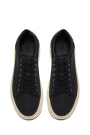 Erkek Siyah Bağcıklı Kalın Tabanlı Deri Sneaker | Derimod Erkek Siyah Bağcıklı Kalın Tabanlı Deri Sneaker | Derimod