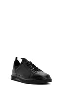 Men's Black Lace-Up Thick Sole Leather Sneakers | Derimod Men's Black Lace-Up Thick Sole Leather Sneakers | Derimod