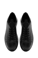 Men's Black Lace-Up Thick Sole Leather Sneakers | Derimod Men's Black Lace-Up Thick Sole Leather Sneakers | Derimod