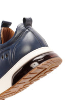 Men's Navy Blue Lace-Up Thick-Soled Leather Sneakers | Derimod Men's Navy Blue Lace-Up Thick-Soled Leather Sneakers | Derimod