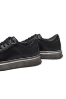 Erkek Siyah Bağcıklı Deri Sneaker | Derimod Erkek Siyah Bağcıklı Deri Sneaker | Derimod