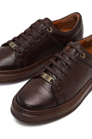 Men's Brown Lace-Up Leather Sneaker | Derimod Men's Brown Lace-Up Leather Sneaker | Derimod